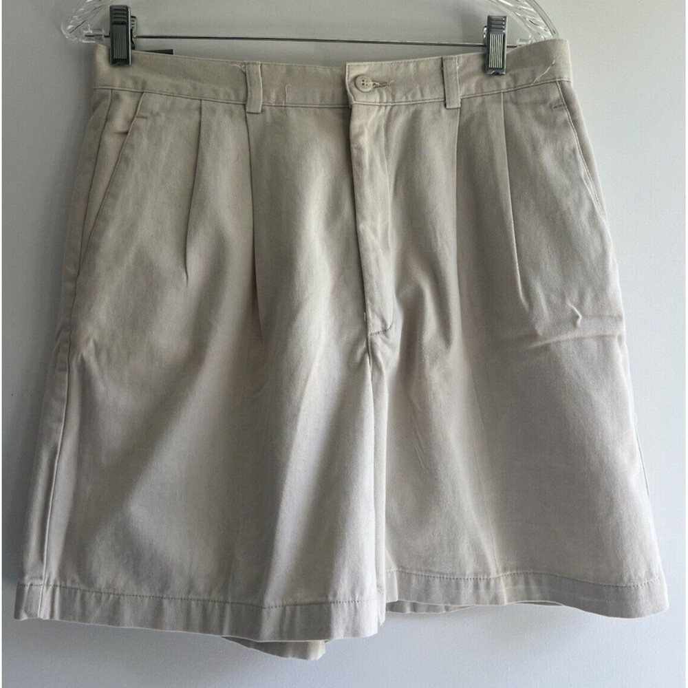 Brittania Mens Chino Shorts Size 38 Khaki 100% Cotton Button & Zip